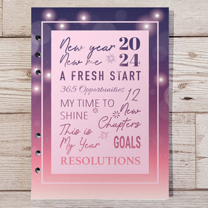 New Year Words 8 and 12 Week Organiser Refill
