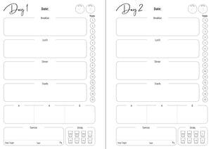 Pearlised Line Drawn 8 and 12 Week Food Diary