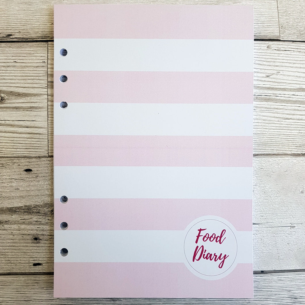 Pink Solid Stripes 12 Week Food and Daily Life Diary Refills